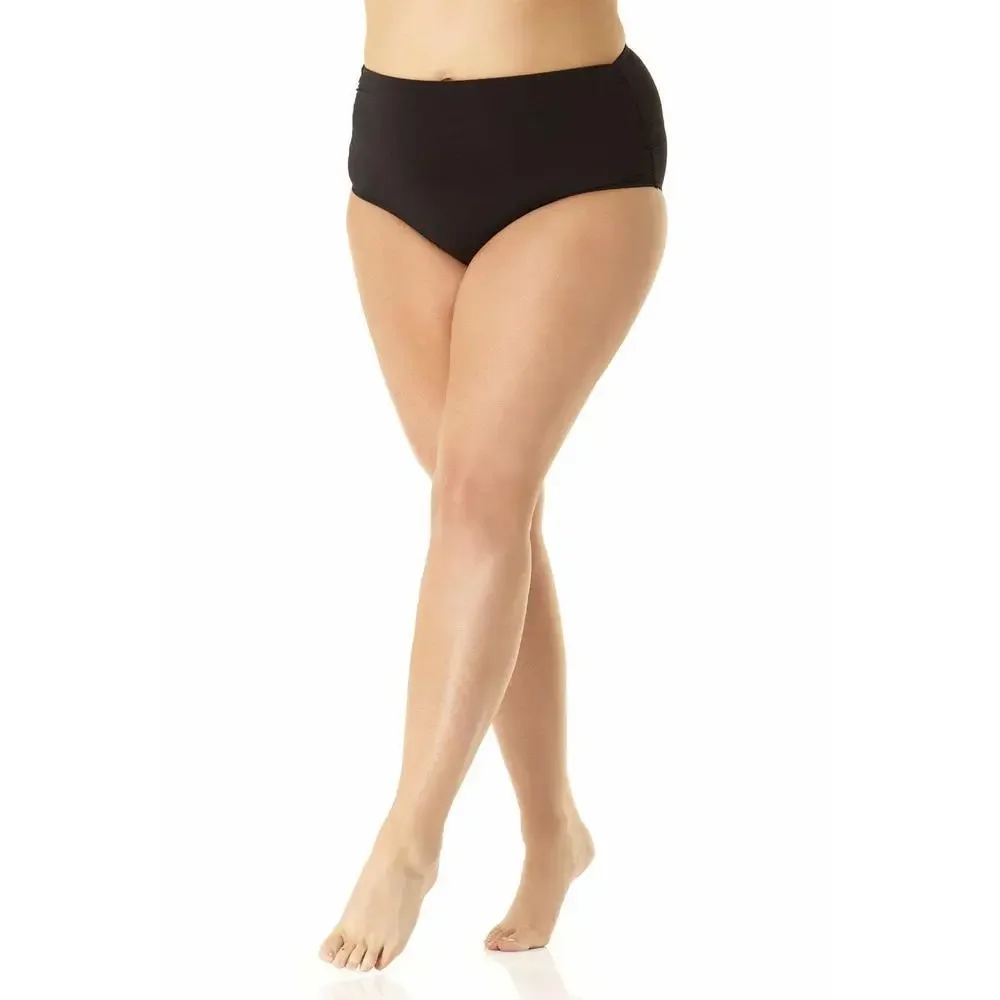 Anne Cole Plus Size High-Waist Shirred Bottoms Navy 18W